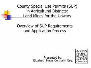 County Special Use Permits (SUP) in Agricultural Districts: Land Mines for the Unwary