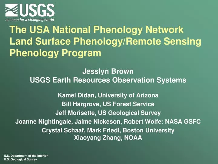 the usa national phenology network land surface phenology remote sensing phenology program