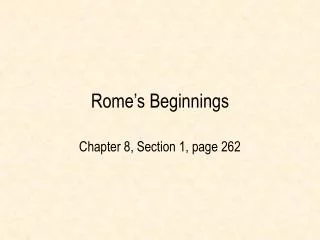 Rome’s Beginnings