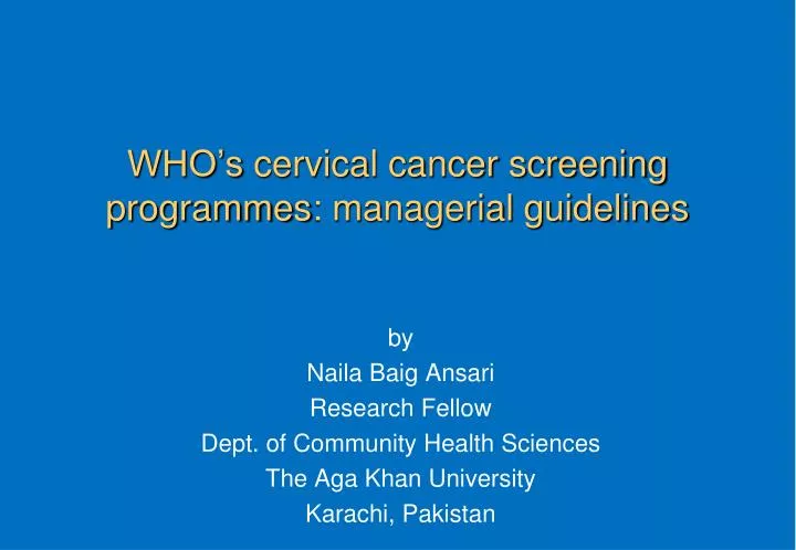 who s cervical cancer screening programmes managerial guidelines
