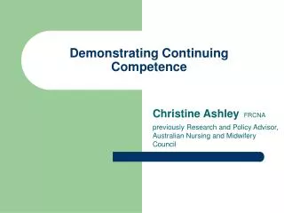 Demonstrating Continuing Competence