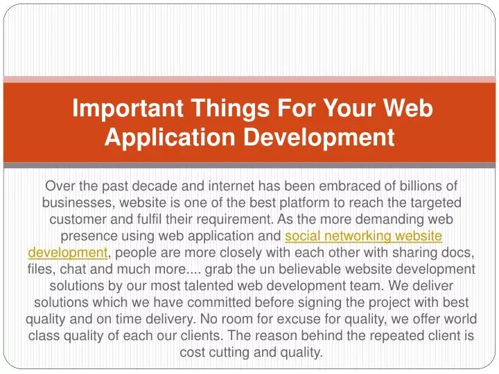 important things for your web application development