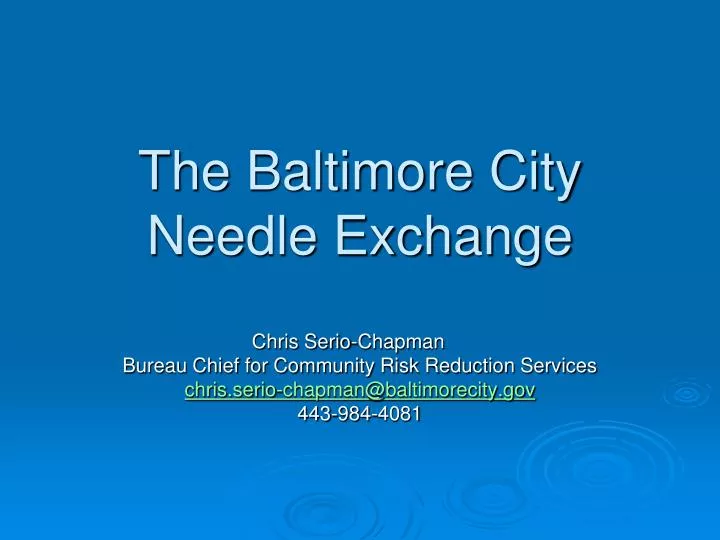 the baltimore city needle exchange