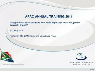 APAC ANNUAL TRAINING 2011