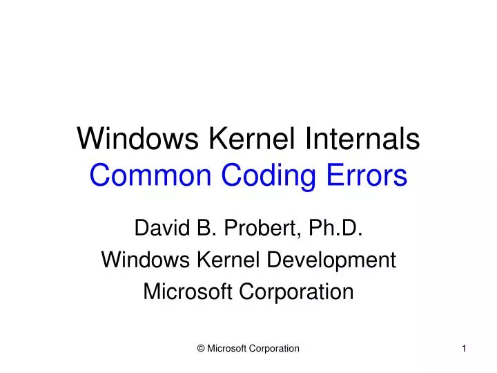 windows kernel internals common coding errors