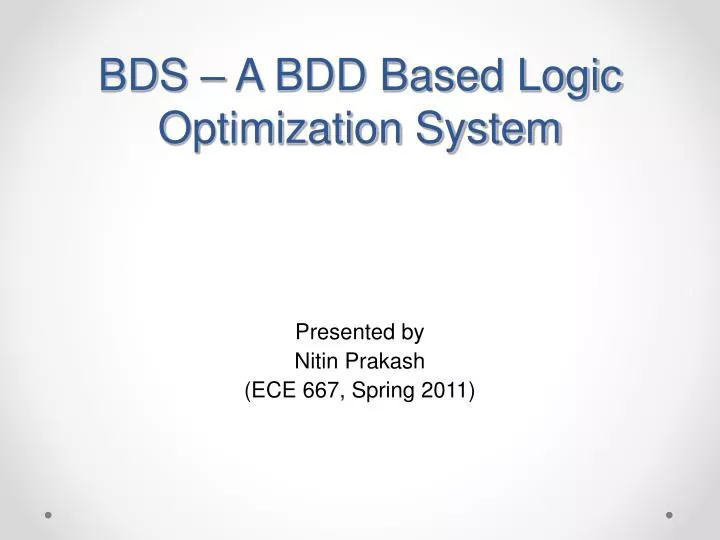 bds a bdd based logic optimization system
