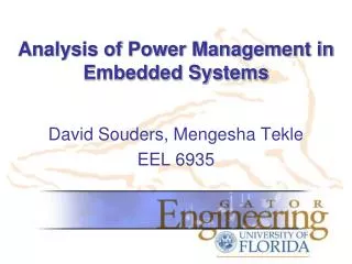 Analysis of Power Management in Embedded Systems