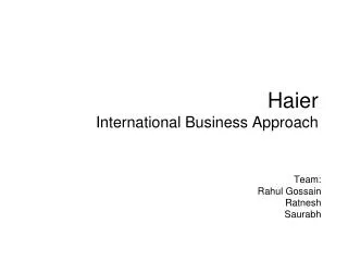 Haier International Business Approach