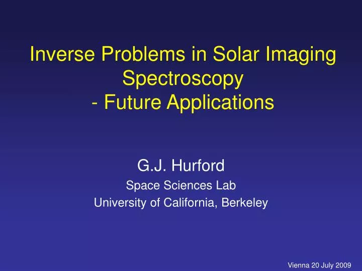 inverse problems in solar imaging spectroscopy future applications