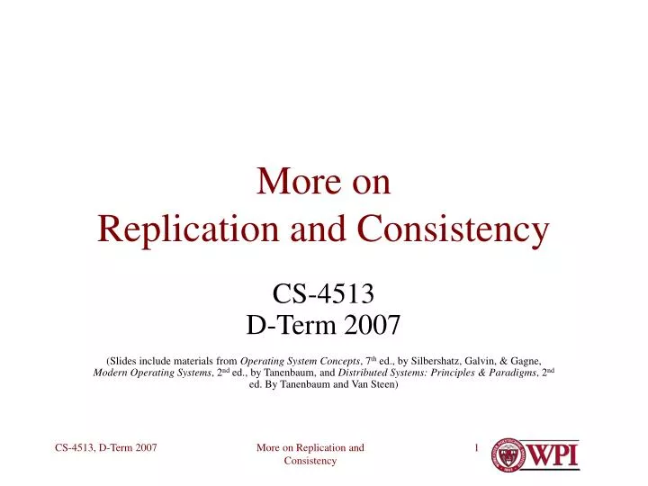 more on replication and consistency