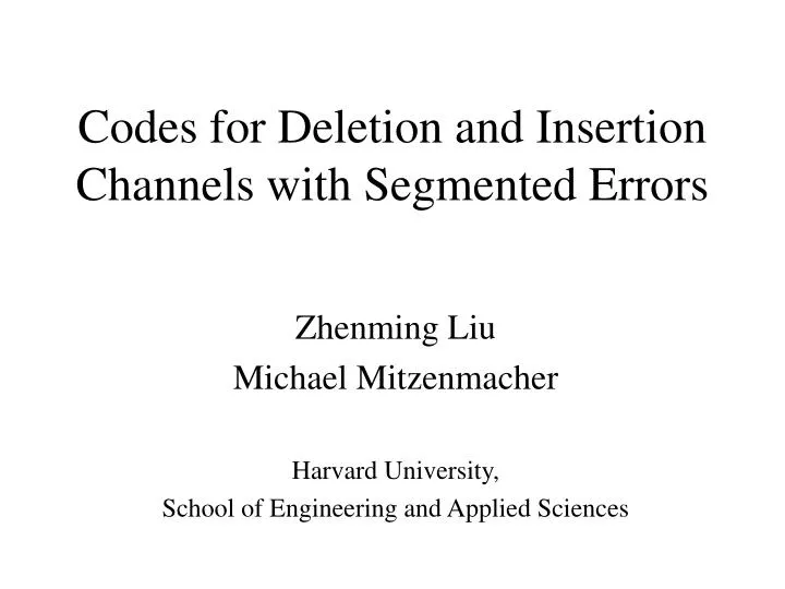 codes for deletion and insertion channels with segmented errors