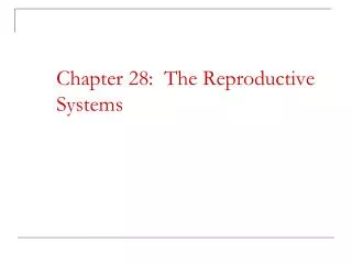 Chapter 28: The Reproductive 	Systems