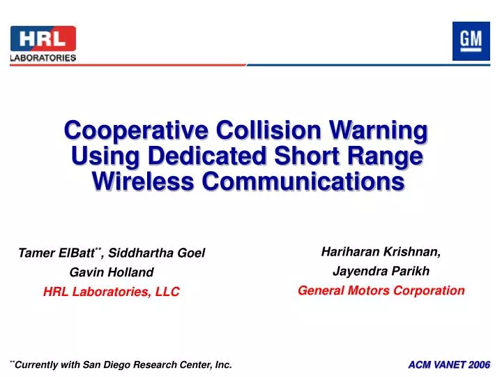 cooperative collision warning using dedicated short range wireless communications