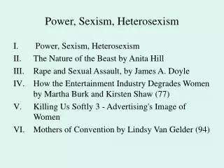 Power, Sexism, Heterosexism