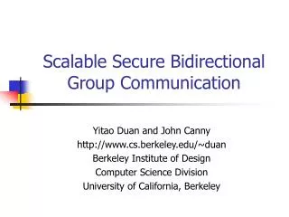 Scalable Secure Bidirectional Group Communication
