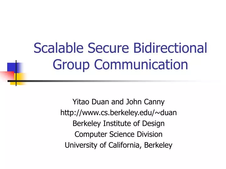 scalable secure bidirectional group communication