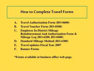 How to Complete Travel Forms