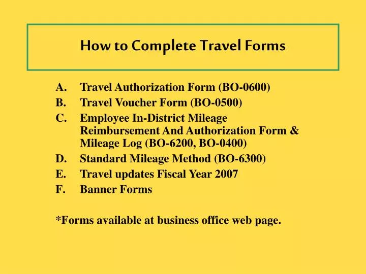 how to complete travel forms
