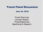 Travel Panel Discussion June 24, 2010
