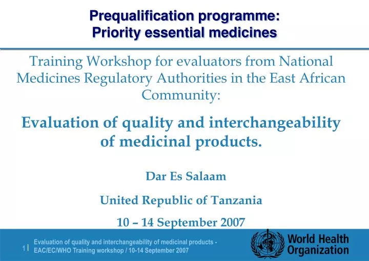 prequalification programme priority essential medicines