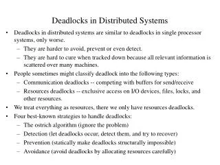 Deadlocks in Distributed Systems
