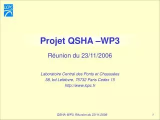 Projet QSHA –WP3