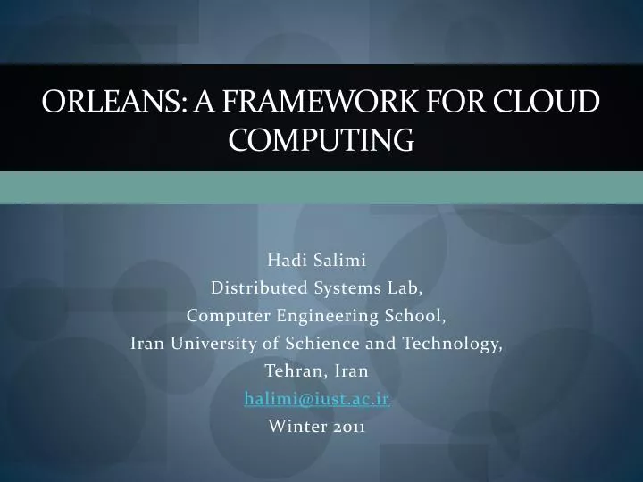 orleans a framework for cloud computing