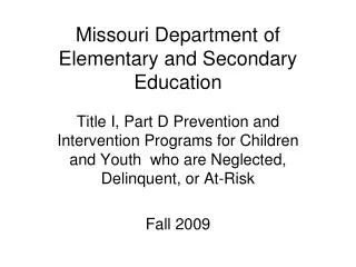 Missouri Department of Elementary and Secondary Education
