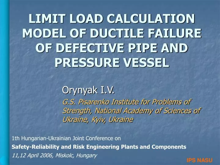 limit load calculation model of ductile failure of defective pipe and pressure vessel