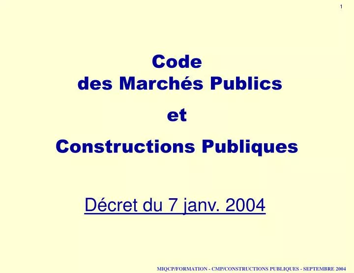 code des march s publics et constructions publiques