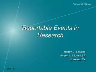 Reportable Events in Research