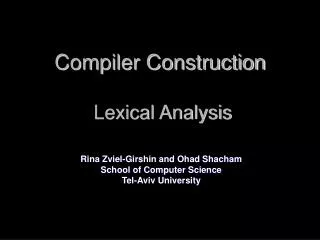 Compiler Construction Lexical Analysis