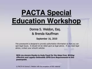 PACTA Special Education Workshop