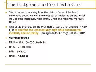 The Background to Free Health Care