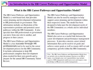 An Introduction to the HR Career Pathways and Opportunities Model