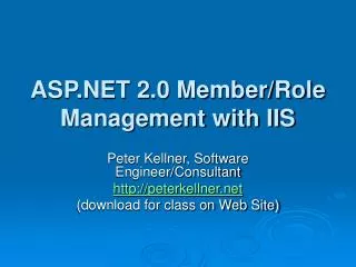 ASP.NET 2.0 Member/Role Management with IIS