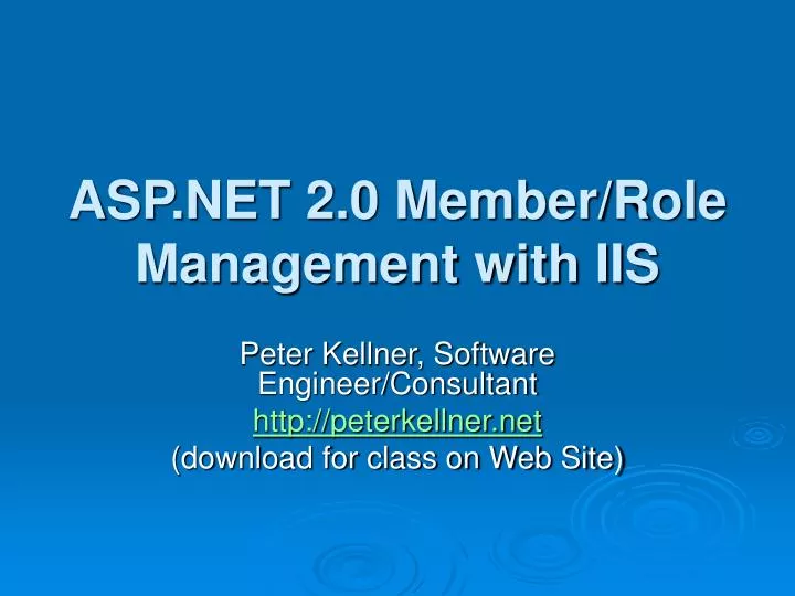 asp net 2 0 member role management with iis