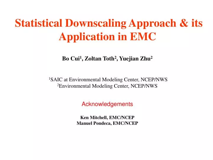 statistical downscaling approach its application in emc