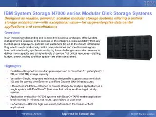 IBM System Storage N7000 series Modular Disk Storage Systems