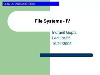 File Systems - IV