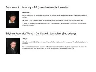 Bournemouth University – BA (hons) Multimedia Journalism