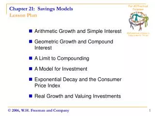 Chapter 21: Savings Models Lesson Plan