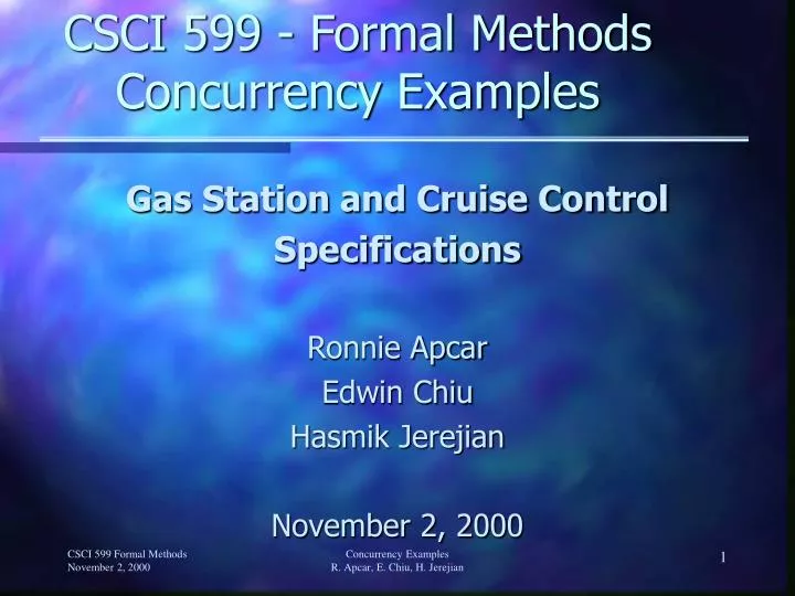 csci 599 formal methods concurrency examples