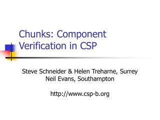 Chunks: Component Verification in CSP