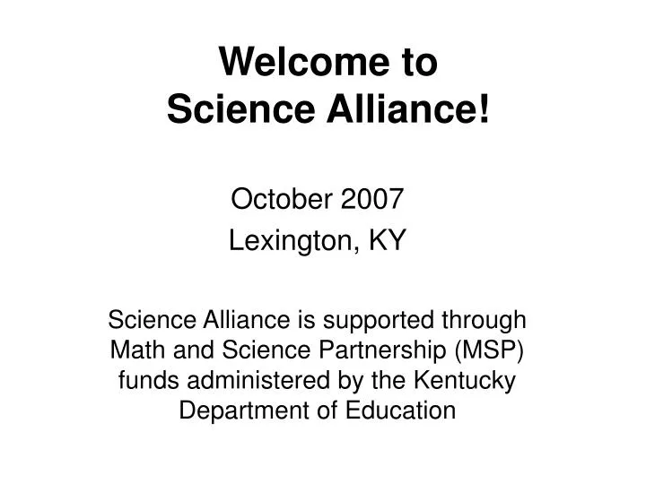 welcome to science alliance