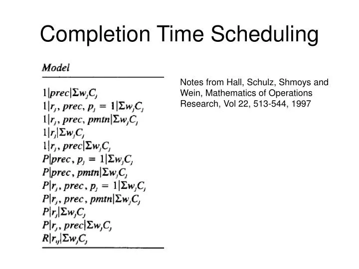 completion time scheduling