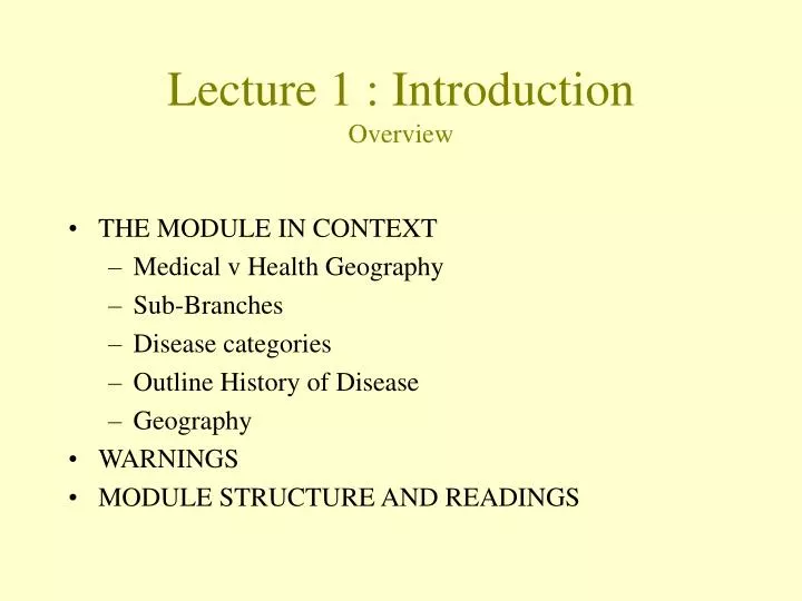 lecture 1 introduction overview
