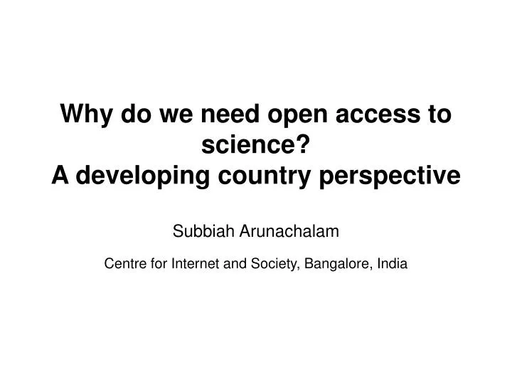 why do we need open access to science a developing country perspective