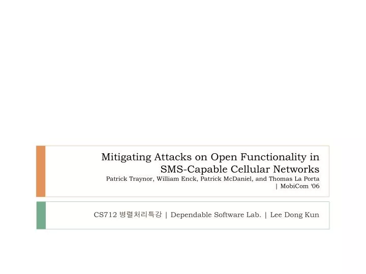 cs712 dependable software lab lee dong kun