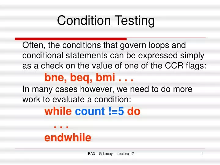 condition testing